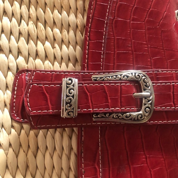 Brighton straw handbag with shoulder strap. Red leather. Excellent condition. - Picture 5 of 7